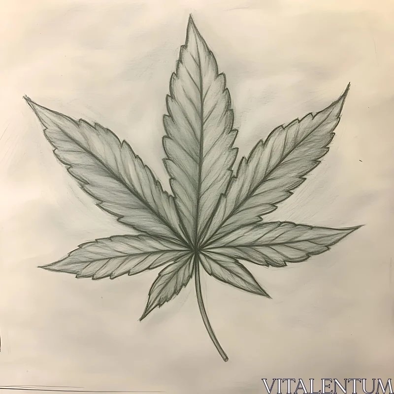 Intricate Botanical Leaf Drawing AI Image