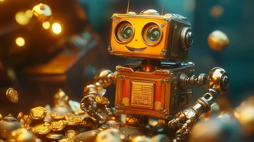 Mechanical Marvel: A Robot's Golden Hoard