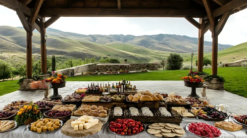 Outdoor Feast with Scenic Backdrop