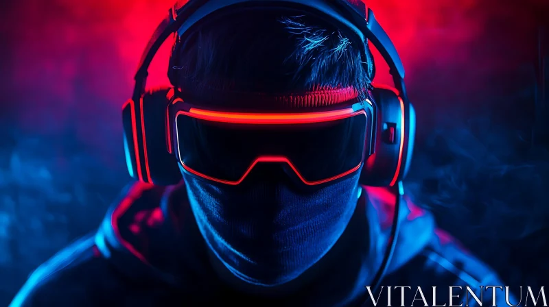 AI ART VR Headset in Neon Light