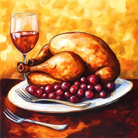 Roasted Turkey with Wine and Grapes