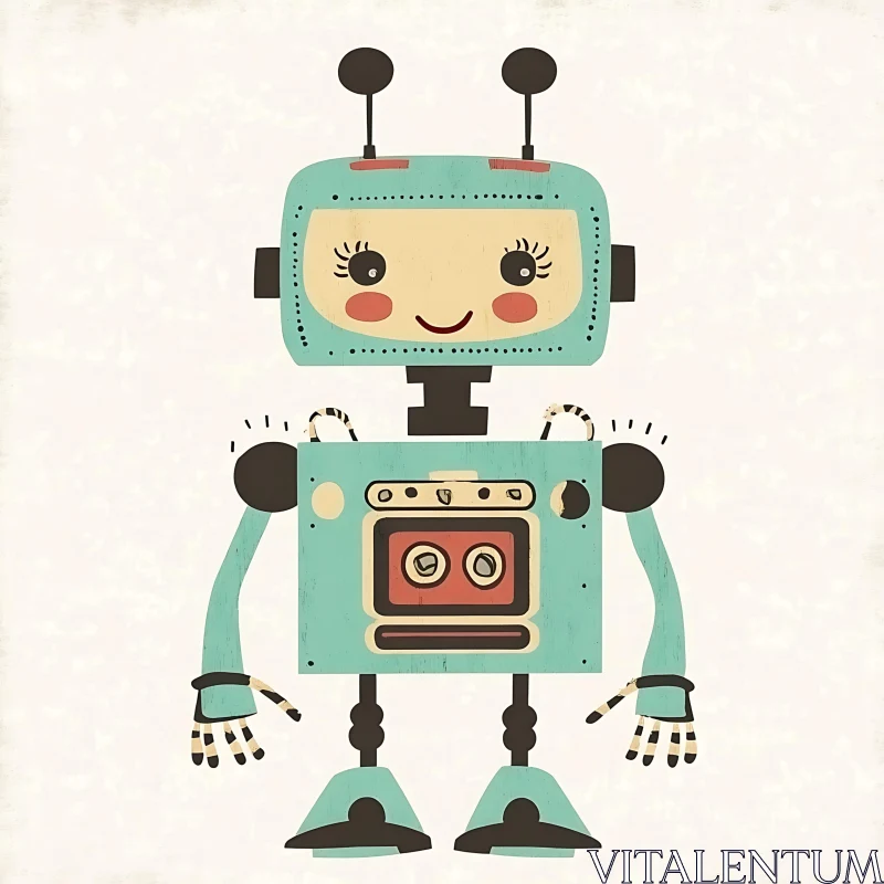 AI ART Vintage Style Robot Art Print