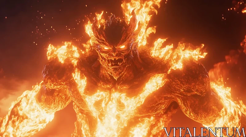 AI ART Blazing Demon: A Creature of Fire