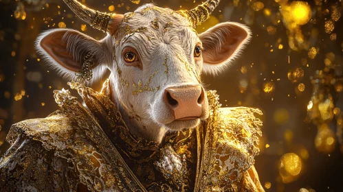 Gilded Cow: A Luxurious Animal Portrait