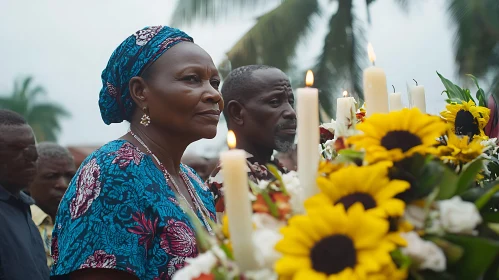 Memorial Service: Candles and Flowers