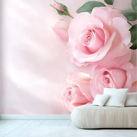 Floral Interior with Roses and Sofa