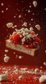 Suspended Gourmet Toast with Tomato and Cheese