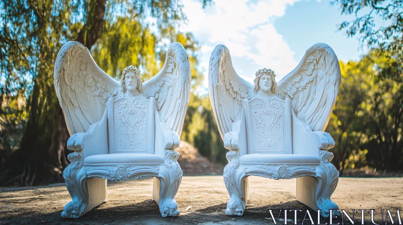 AI ART White Angel Winged Thrones Outdoor