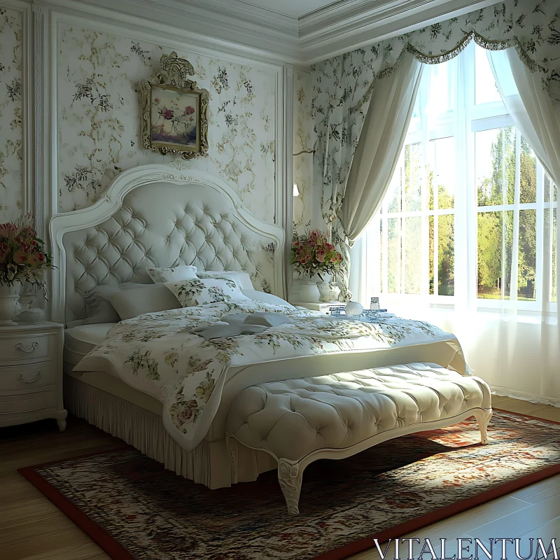 Luxurious Bedroom Design with Tufted Headboard AI Image