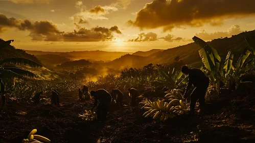 Banana Plantation at Sunset