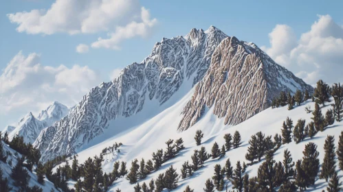 Winter Mountain Snow Scene