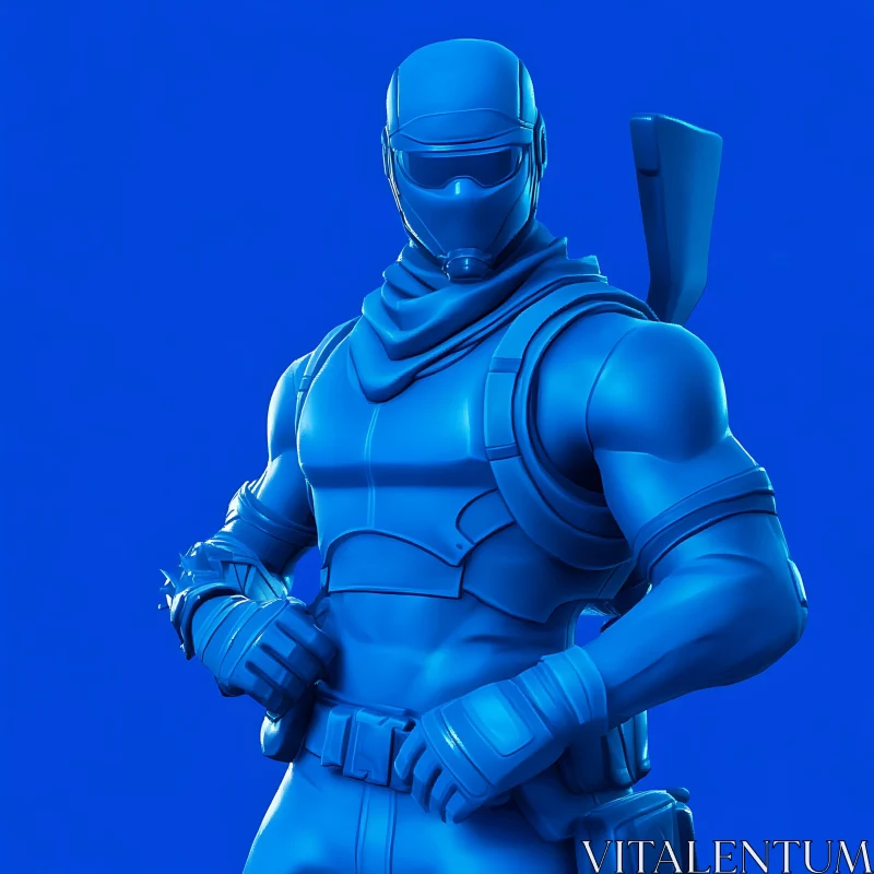 AI ART Monochrome Blue Action Figure