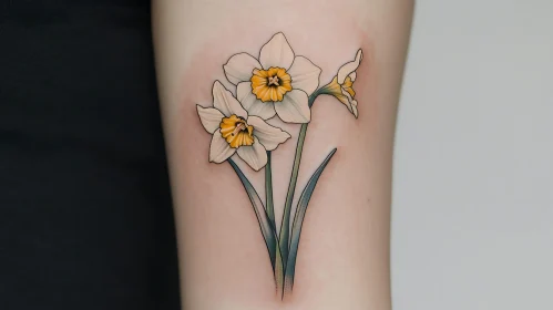 Realistic Daffodil Tattoo on Arm