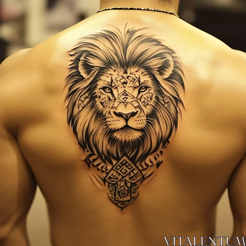 Tribal Lion Backpiece Tattoo AI Image