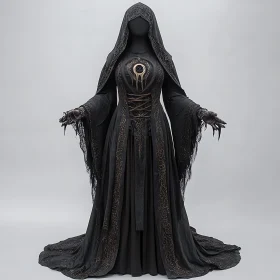 Mysterious Figure in Gothic Dress