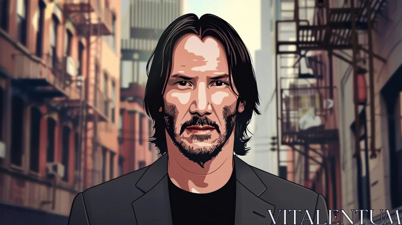 Keanu Reeves Urban Art Portrait AI Image