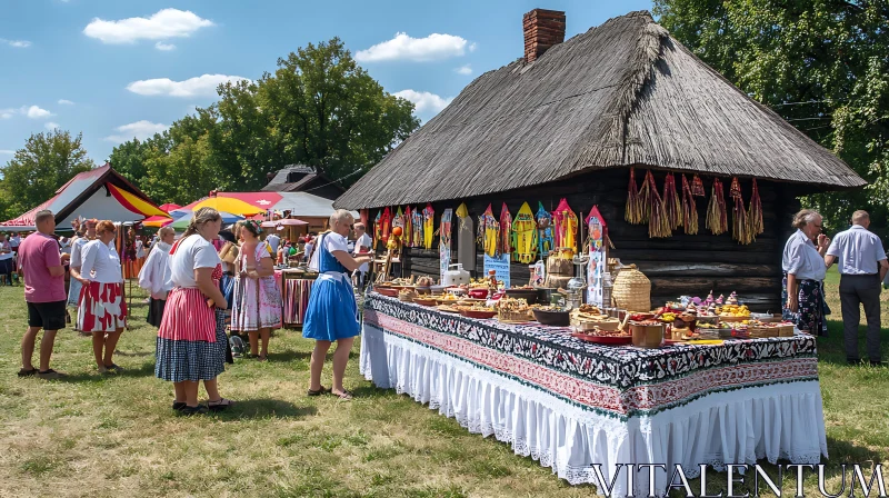 Bustling Market Scene AI Image