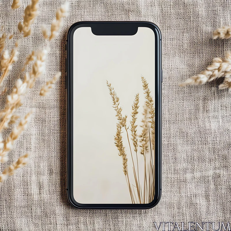 Neutral Wheat Phone Mockup AI Image