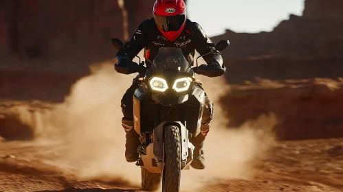 Motorcycle in Desert Landscape