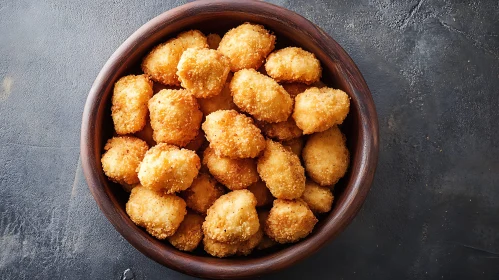 Crispy Fried Nuggets in Rustic Bowl