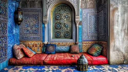 Serene Seating Area with Intricate Tile Design