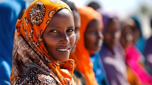 Portrait of a Smiling Woman with Headscarf