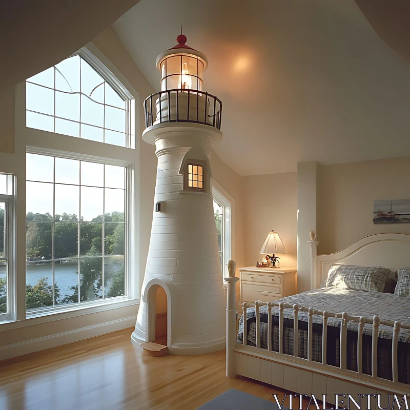 AI ART Unique Lighthouse Bedroom Interior Design