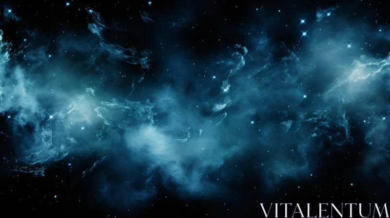 Blue Nebula with Stars and Smoke - Captivating Space Imagery AI Image
