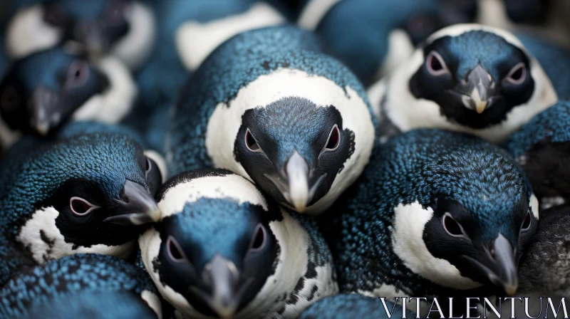 Detailed Portraiture of Penguins in Close-Up Perspective AI Image