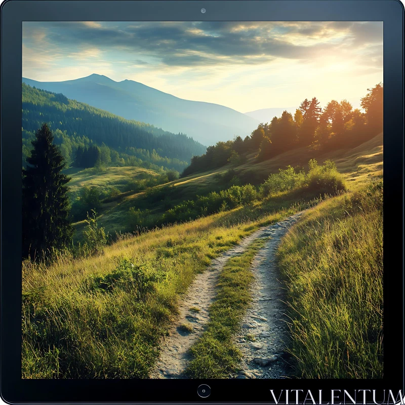 AI ART Tranquil Mountain Landscape Path