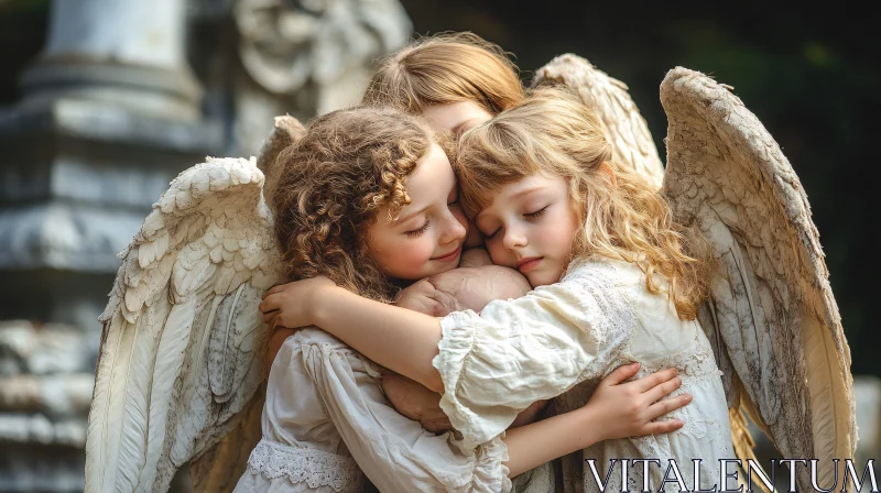 AI ART Three Angels Hugging