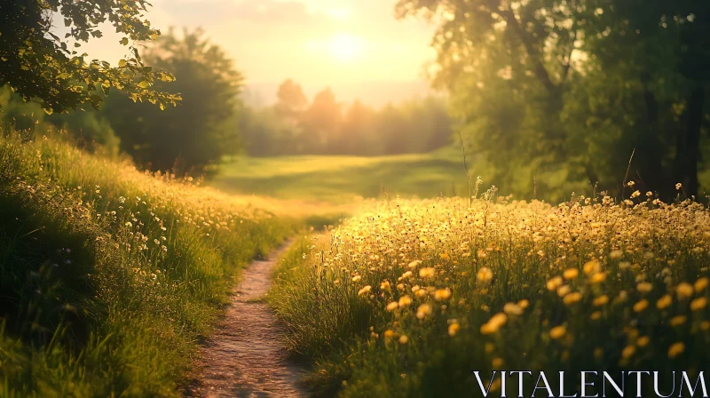 AI ART Sunlit Meadow Walk