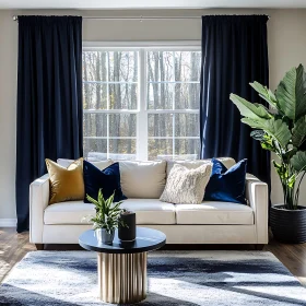 Cozy Home Interior with Sofa and Plant