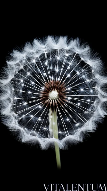 Intricate Dandelion Art on Dark Background AI Image