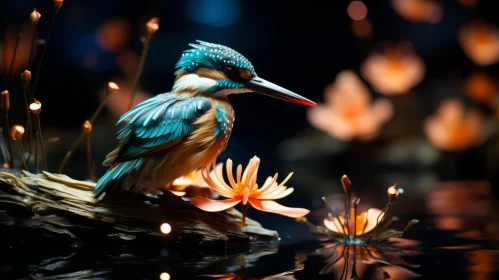 Kingfisher by Lily Pond: A Miniature Sculpture Art