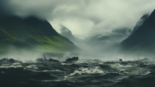 Mystical Ocean in Foggy Mountains - A Captivating Visual Story