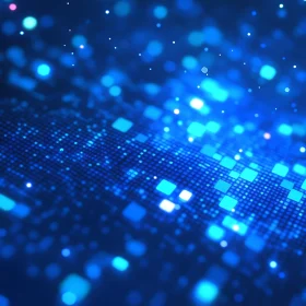 Digital Blue Grid with Bokeh Lights