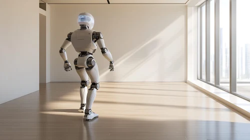 Futuristic Robot in Modern Interior