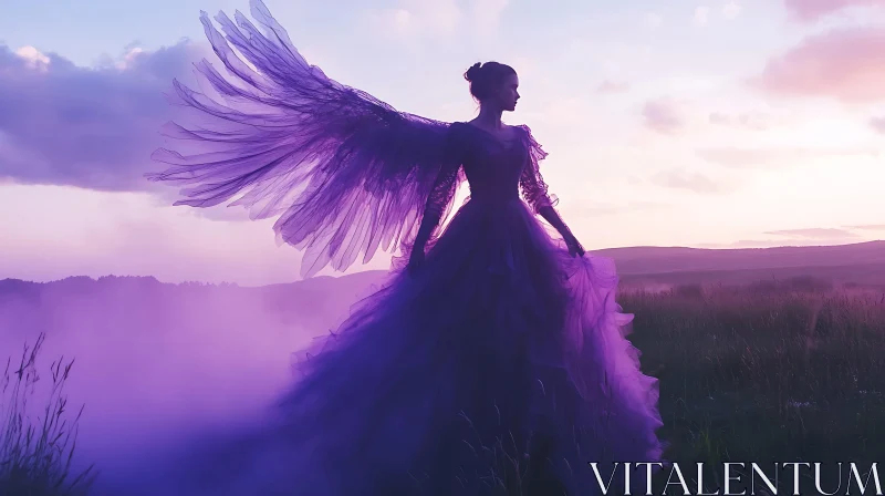 Winged Woman in a Field of Dreams AI Image