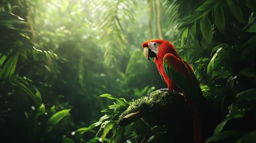 Exotic Parrot Portrait in Tropical Forest