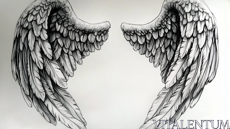 AI ART Detailed Feathered Wings Drawing