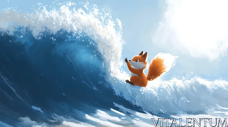 Fox Riding a Wave AI Image