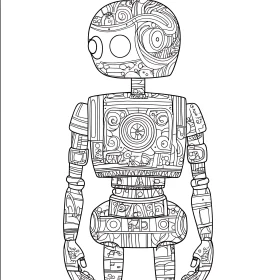 Detailed Robot Monochrome Drawing