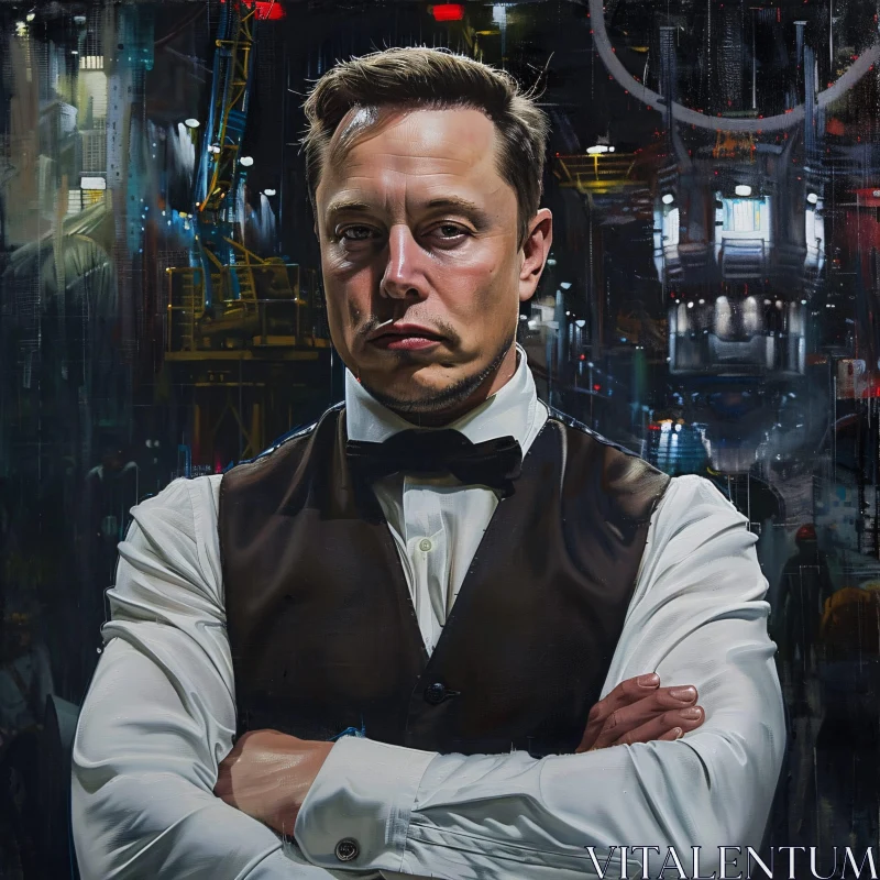 AI ART Portrait of Elon Musk with Industrial Aesthetics