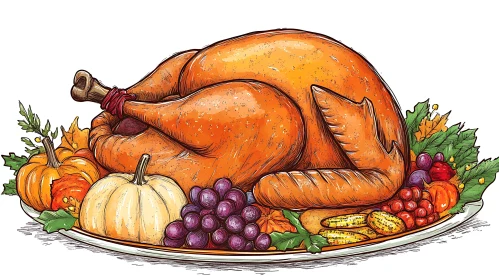 Thanksgiving Turkey with Autumn Harvest