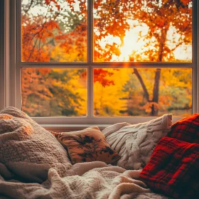 Comforting Autumn Scene Through the Window