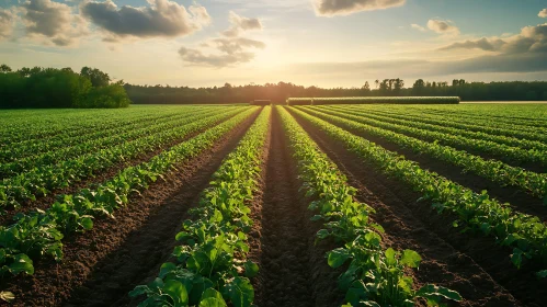 Agricultural Field at Sundown