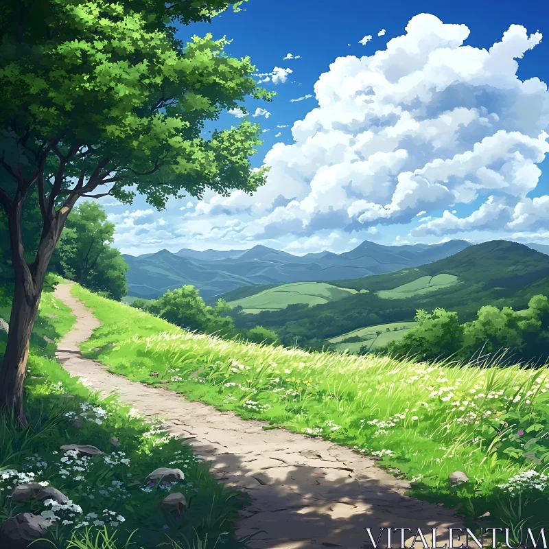 AI ART Tranquil Landscape with Winding Path