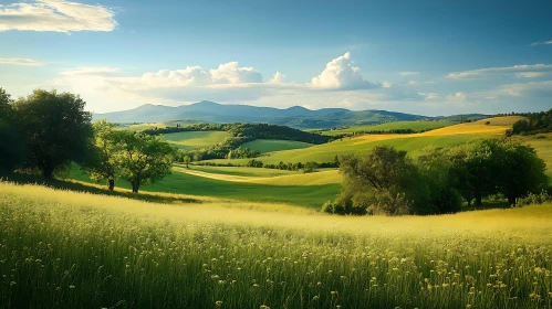Scenic Meadow and Hills Artwork