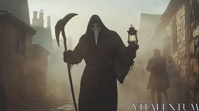 AI ART Mysterious Plague Doctor with Lantern